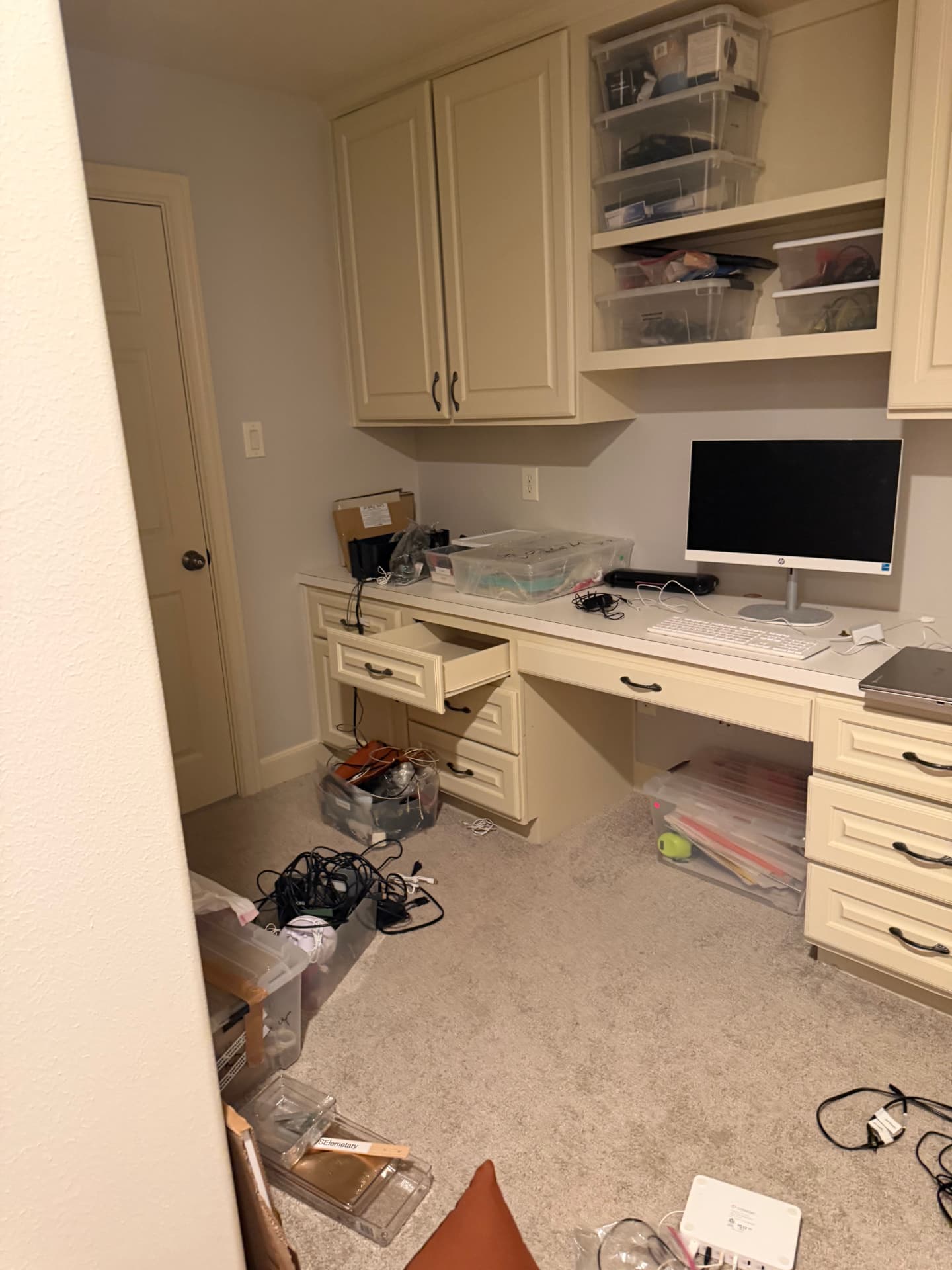 Home office desk and built-in storage